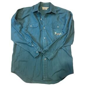 Vintage Calvin Klein Green Long Sleeve Ducks Shirt Men's L Cotton Button Down